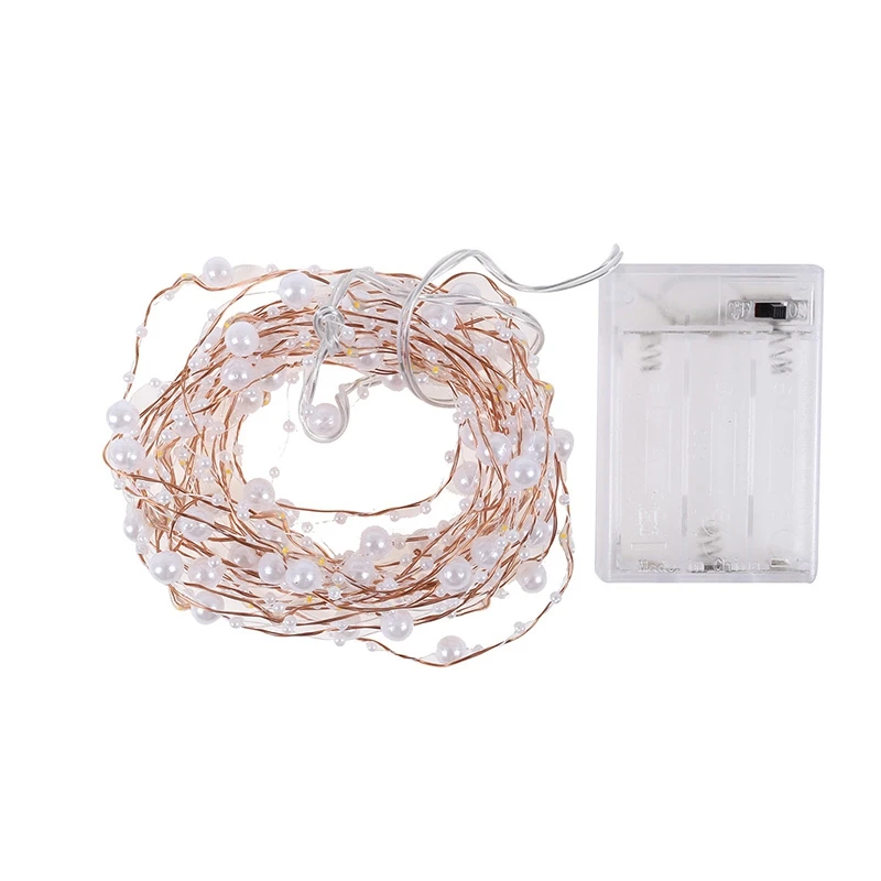 

2020 Battery Operated Pearl LED Christmas Lights Copper Wire String Light For Wedding Home Party Christmas Decorations