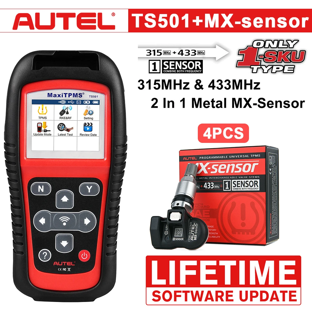 Autel TS501 инструмент для ремонта шин с 4 шт. 2 в 1 MX Sensor Поддержка TPMS Программирование