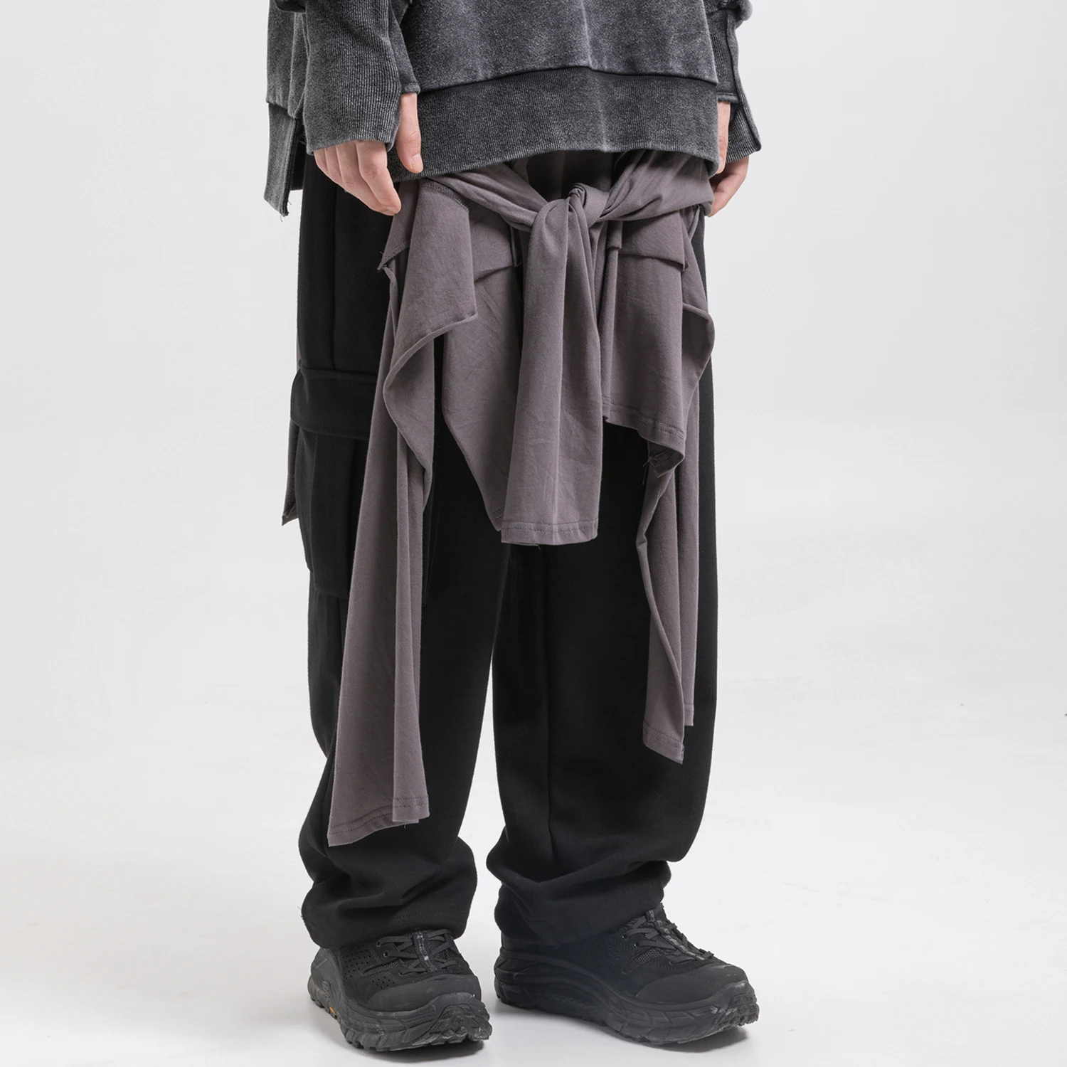 Мужские Широкие брюки в стиле пэчворк с имитацией двух предметов Харадзюку