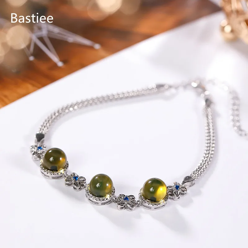 

Bastiee Clover 925 Sterling Silver Bracelet For Women jewelry Mexican Amber Charms Hmong Luxury Wedding Bracelets Natutral Stone