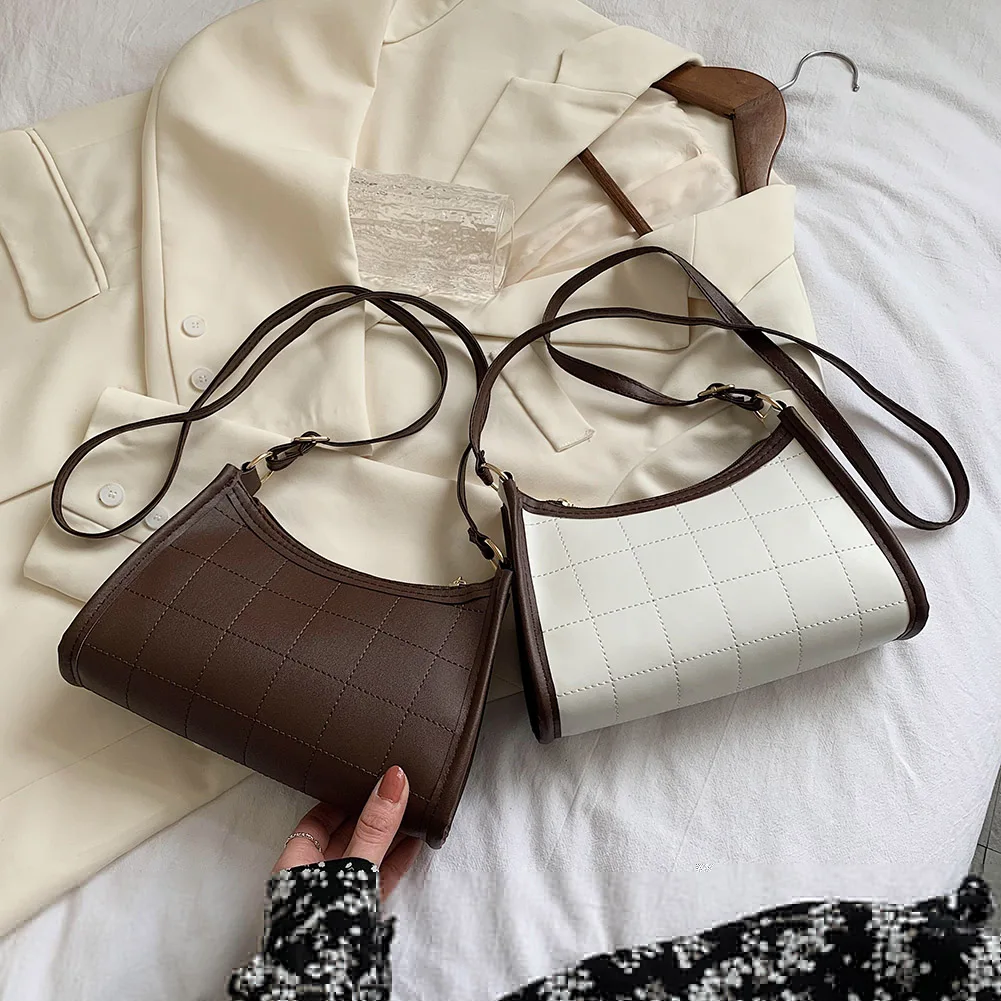 

Модные женские сумки на плечо, женские повседневные однотонные сумки-хобо из искусственной кожи на молнии в стиле ретро, женская элегантная...