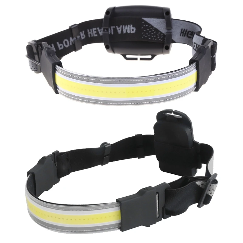 

COB LED Headlamp 210° Illumination Wide-Beam Head Lamp Battery Powered/USB Rechargeable Powered Waterproof Headlight for Camping