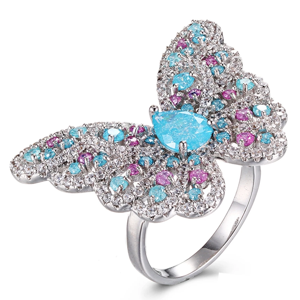 

Женское кольцо с бабочкой из серебра 925 пробы, с фианитом