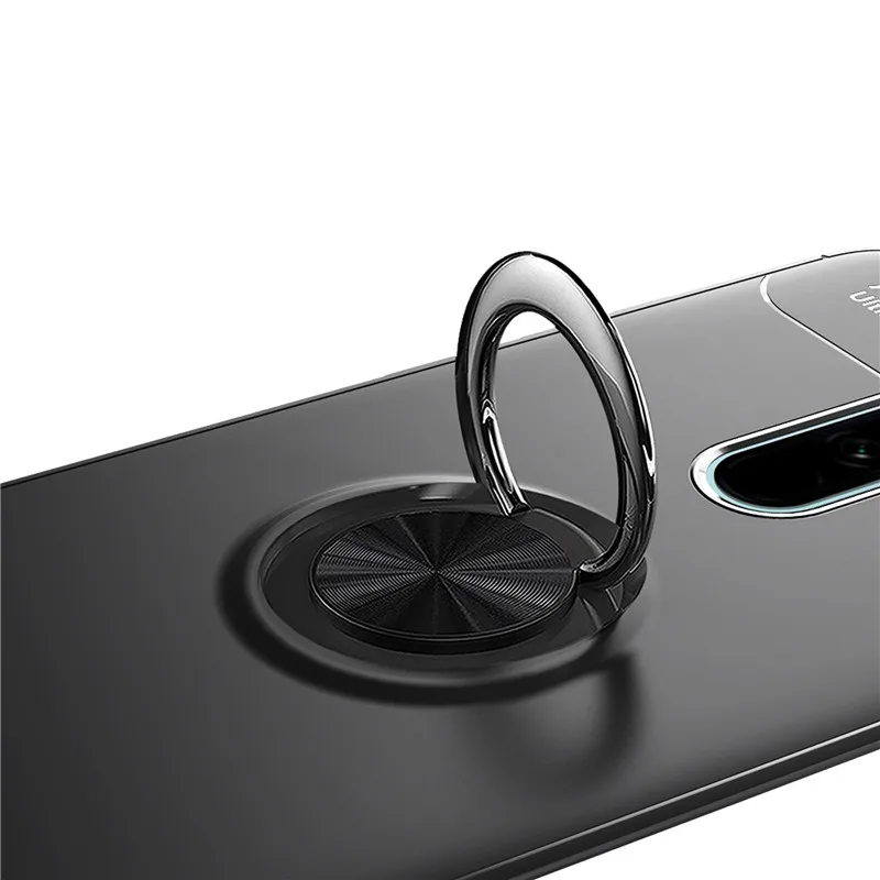 For OPPO A5 2020 Case Soft TPU Silicone Metal Finger Ring Matte Back Cover Shockproof funda |