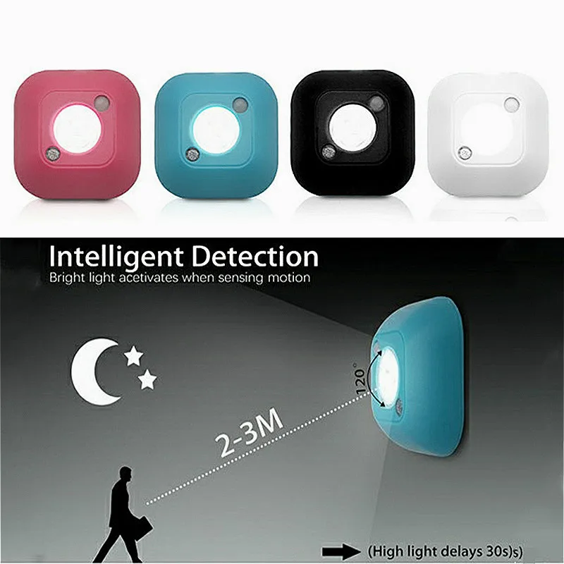 Светодиодный ночной Светильник инфракрасный датчик движения из PIR шкаф