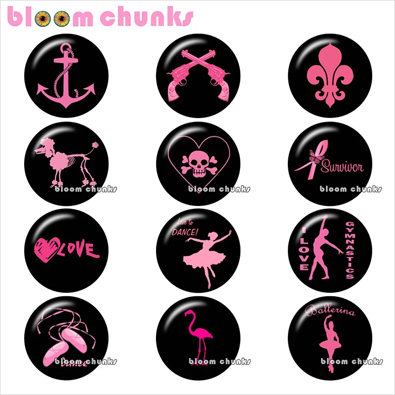 

skull dog gun anchor love dance Round photo glass cabochon demo flat back Making findings 12mm/18mm/20mm/25mm A9126