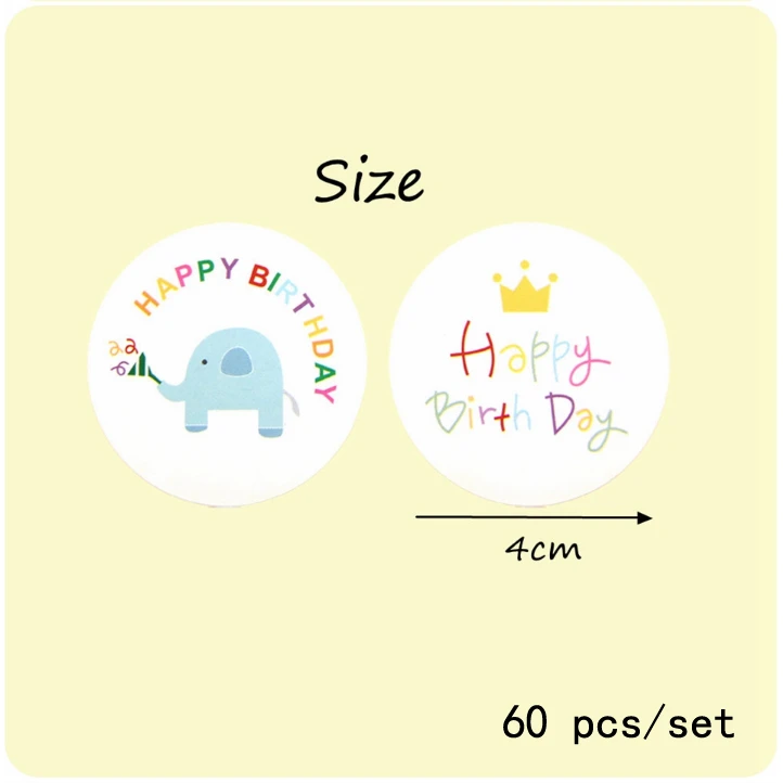 Stickers-60pcs 1 компл. Слон детский душ/пол раскрыть украшения мультфильм воздушные шары Торт Топперы коробка для конфет с днем рождения День рождения выберите вечерние принадлежности - Цвет: Stickers-60pcs