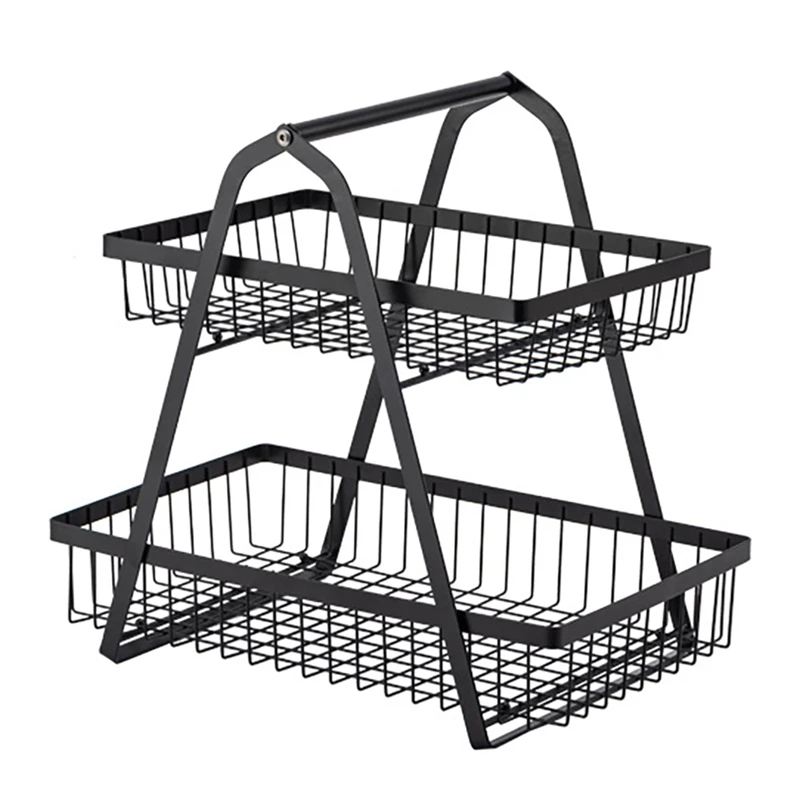 2-ярусная корзина для фруктов большая демонстрационная стойка съемная железная