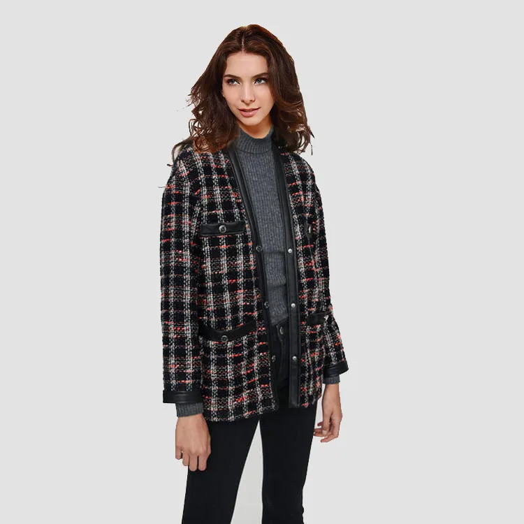 2019 осенне зимние Новые пальто и куртки с длинными рукавами пуговицами твидовый