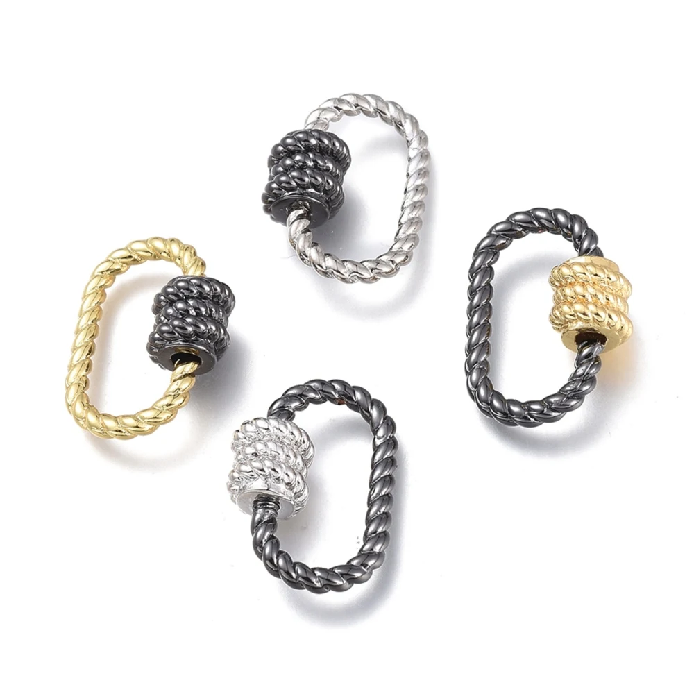 

5PCS Brass Screw Carabiner Lock Charms Long-Lasting Plated for Necklaces Making Oval Mixed Color 19x13.5x6.5mm Screw: 6.7x6.5mm