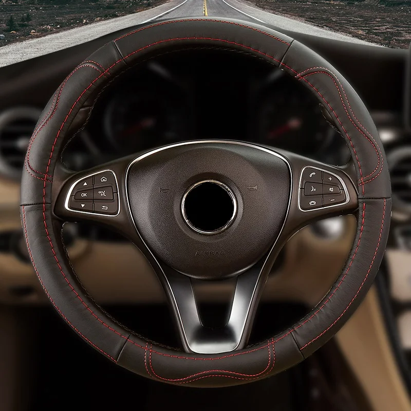 Чехол для руля из натуральной кожи 37/38 см|Чехлы на руль| |