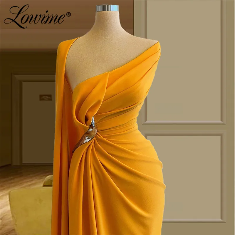 Оранжевое вечернее платье-накидка с длинным рукавом формальное платье дешевое