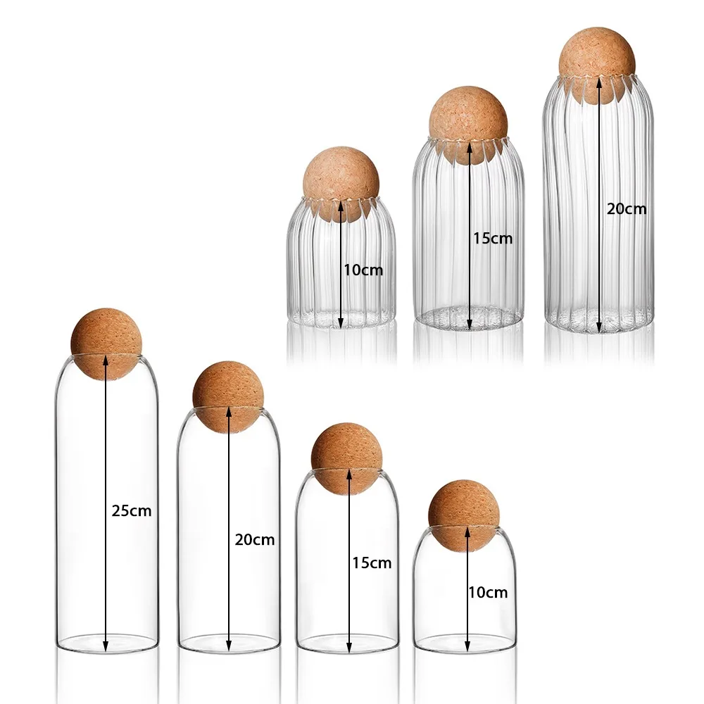 

New Ball cork lead-free glass jar with lid bottle storage tank sealed tea cans cereals transparent storage jars coffee contains