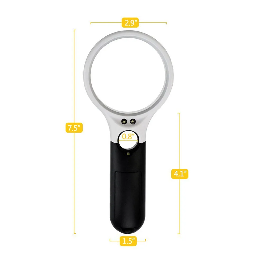 

3 LED Light 3x 45x Handheld Magnifier Illuminated Reading Magnifying Glass Lens Jewelry Loupe Ideal For Readin