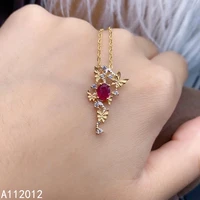 kjjeaxcmy fine jewelry 925 sterling silver natural ruby girl new classic pendant necklace chain support test chinese style