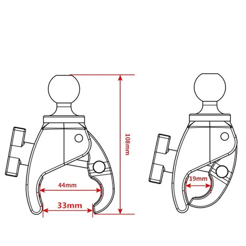 Маленький жесткий коготь с резиновым шариком диаметром 1 &quotдля gopro смартфонов