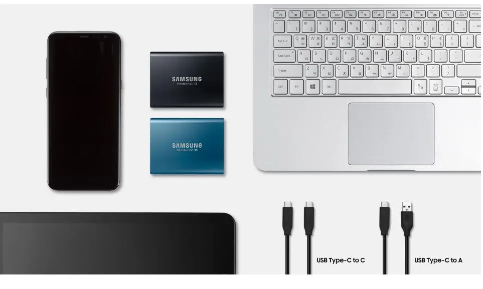 Samsung портативный ПК T5 SSD 250GB 500GB 250G 500G Внешние твердотельные накопители SSD USB 3,1 T5 1 ТБ 2 ТБ