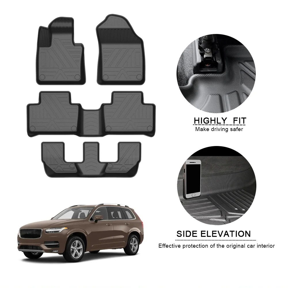 

MUCHKEY TPE Car Floor Mats For Volvo XC90 20152016 2017 2018 2019 2020 2021 7seat All-Weather Waterproof Rubber Auto Floor Liner