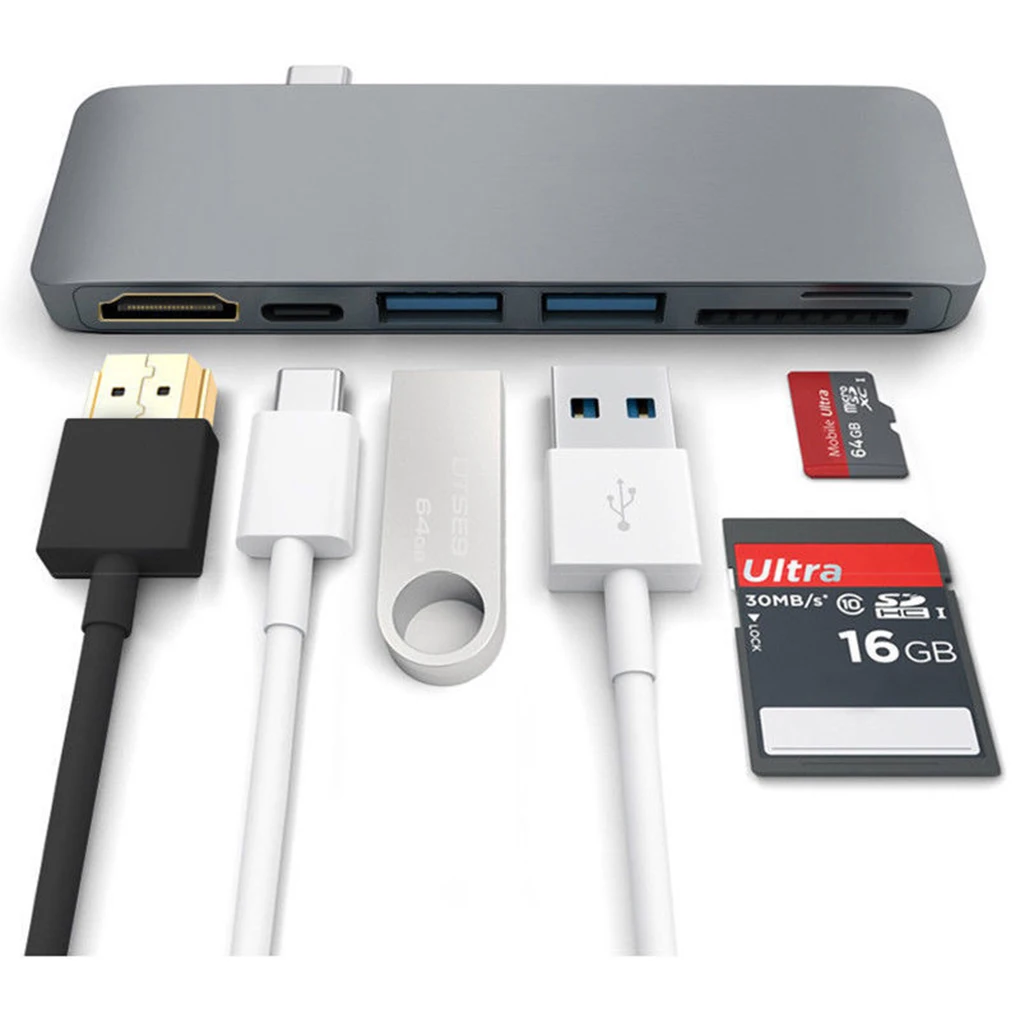 Батареи для замены ноутбуки MacBook Тип-C отложным воротником hd-конвертер 6-в-1 4K x 2k Hub