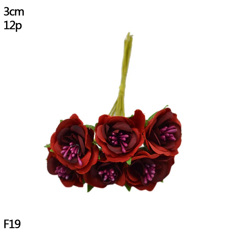 F19-12pcs red Рождественский красный цветок, искусственный цветок, тычинки, вишневые ягоды, сделай сам, Рождественский венок, ремесло, Свадебная вечеринка, товары для украшения дома - Цвет: F19-12pcs red