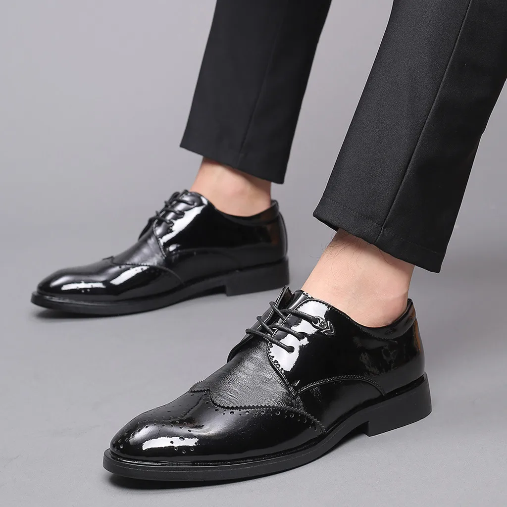 

Модные всесезонные мужские туфли, качественные кожаные деловые туфли в британском стиле, мужские повседневные уличные туфли на шнуровке и ...