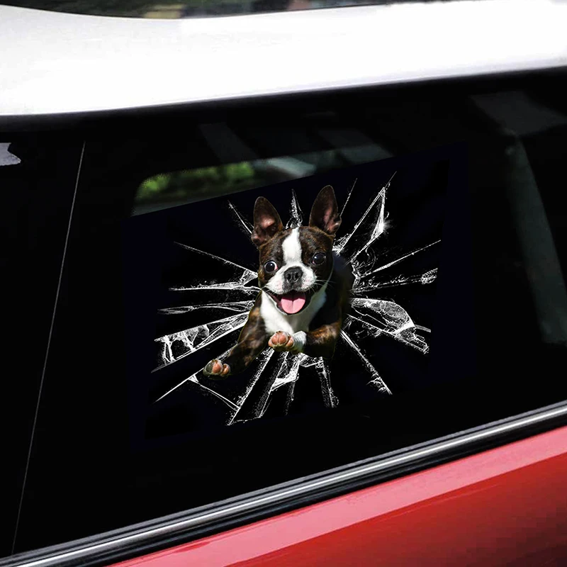 

Виниловые автомобильные наклейки с забавной собакой головой в трещинах, наклейки, аксессуары для мотоциклов, автомобильные оконные декора...