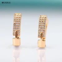 maikale new fashion cubic zirconia stud earrings for women fine jewelry rose gold long earrings wedding party exquisite jewelry