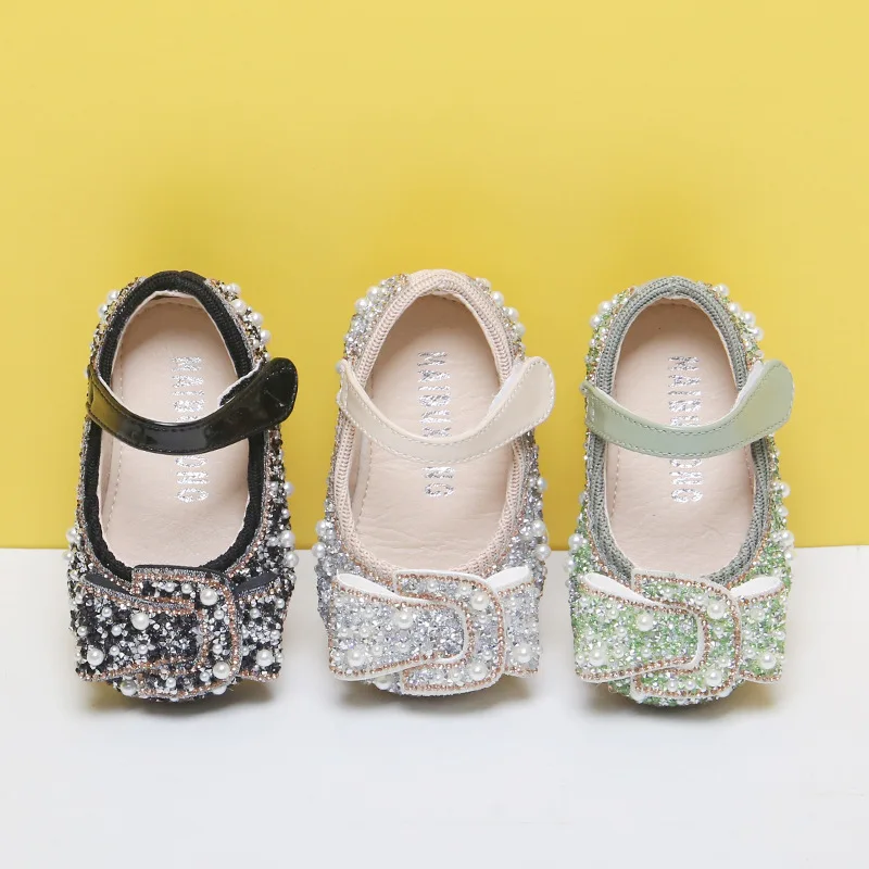 

11.5-15.5cm Brand Bling Rhinestone Baby Shoes,Butterfly-knot Pu Leather Spring Shoe For Newborn Baby,Green Kids' shoes 0-3Y