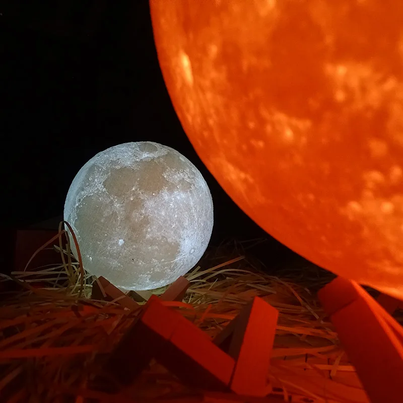 Перезаряжаемая лампа в виде Луны с 3D рисунком ночник для спальни книжного шкафа