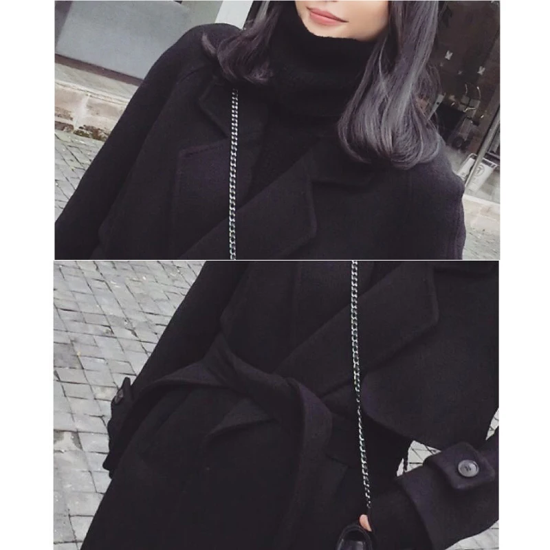 Женский Повседневный шерстяной Тренч LUZUZI длинное пальто в стиле оверсайз с