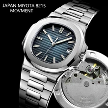Hot Sale LGXIGE Brand Automatic Mechanical Watch Men blue dial stainless steel Transparent glass back men watch Top Luxury clock