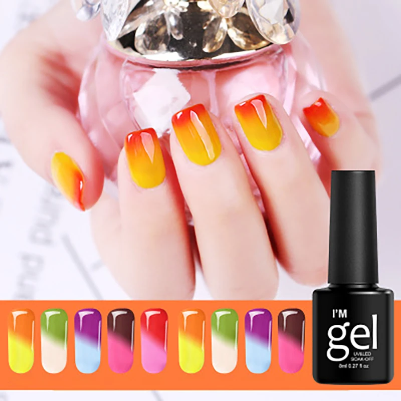 8 мл/бутылка температурный меняющий цвет Лак для ногтей УФ Гель лак