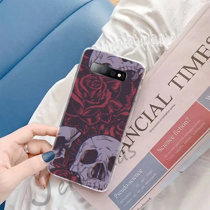 Чехол для телефона с изображением черепа и розы чехол Samsung Galaxy S5 S6 S7 S8 S9 S10 S10e S20 edge