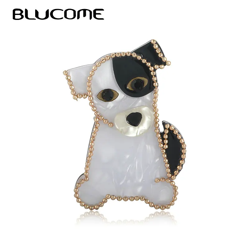 Blucome ацетатные волокна счастливые броши в форме собаки для женщин детей модная