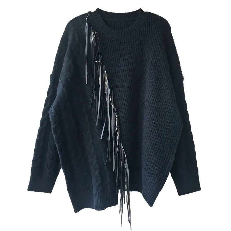 Женский вязаный свитер с кисточками IHOBBY белый СВОБОДНЫЙ Модный пуловер кожаной