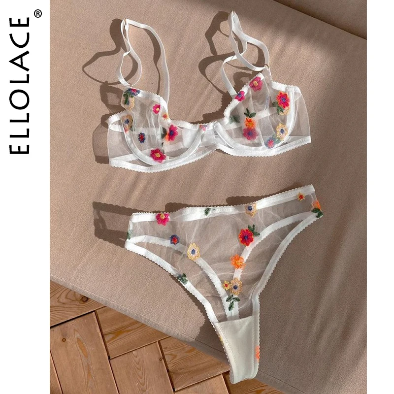 

Ellolace цветочное Прозрачное нижнее белье 2 шт прозрачные эротические костюмы порно интимные сексуальные наряды эротические горячие экзотиче...