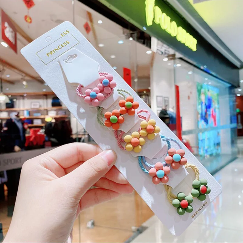 

10 Pcs/set New Children's Hair Band Cartoons Flowers Animal Fruit Hair Rope French Lovely Headwear Girl Braids Hair Accessories