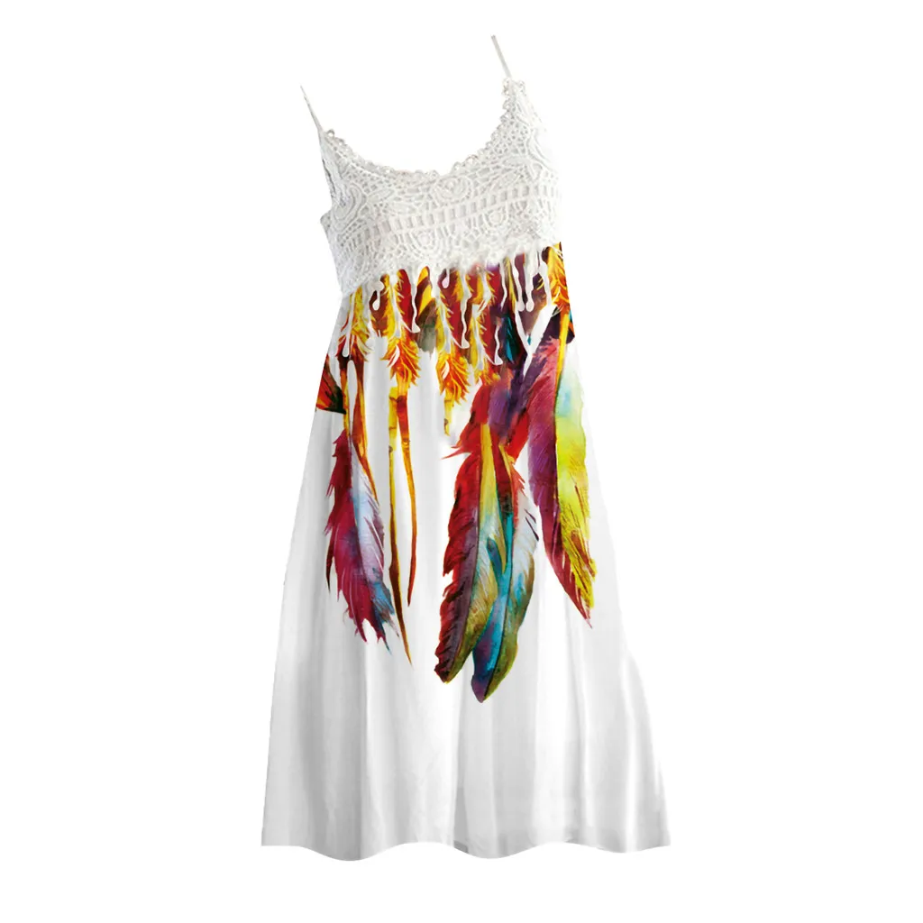 

Dress women summer slim beach dressWomen Vintage Boho Summer Lace Sleeveless Beach Printed Dress 2021