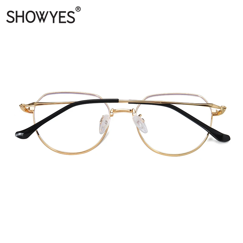 SHOWYES женские очки с защитой от синего света верхние плоские нижние круглые