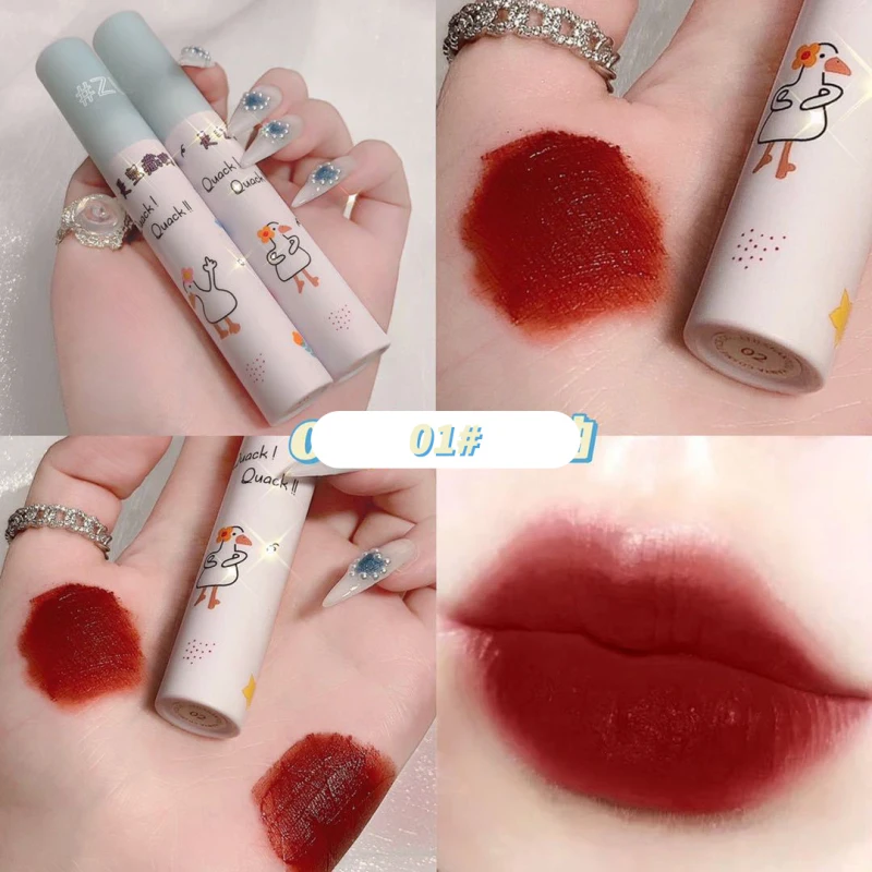 

Velvet Matte Lip Gloss Cute Duck Printing For Lip Makeup Beauty Cosmetic Long Lasting Waterproof Women Liquid Lipstick Lip Care