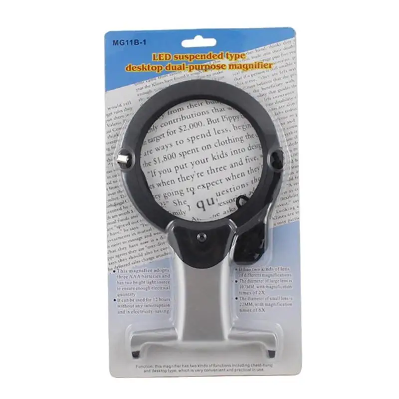 2 светодиодный Hands Free Лупа увеличительное стекло с подсветкой шеи