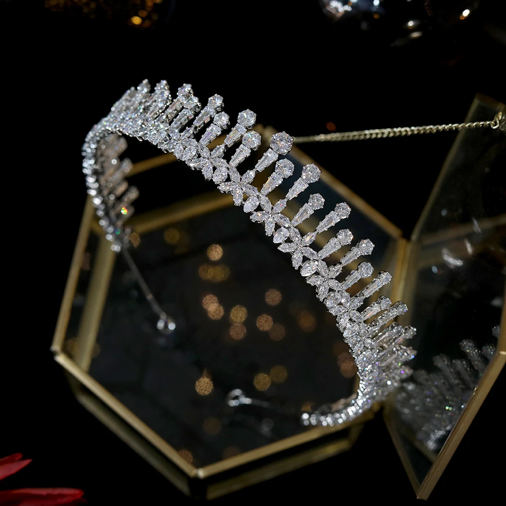 Модная женская корона с цветочным кубическим цирконием свадебные аксессуары для