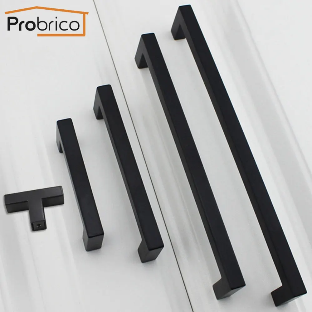 Probrico Minimalism Cabinet Handles and knobs Matte Black Kitchen Long Wardrobe Cupboard Furniture Pulls Drawer Knobs | Обустройство