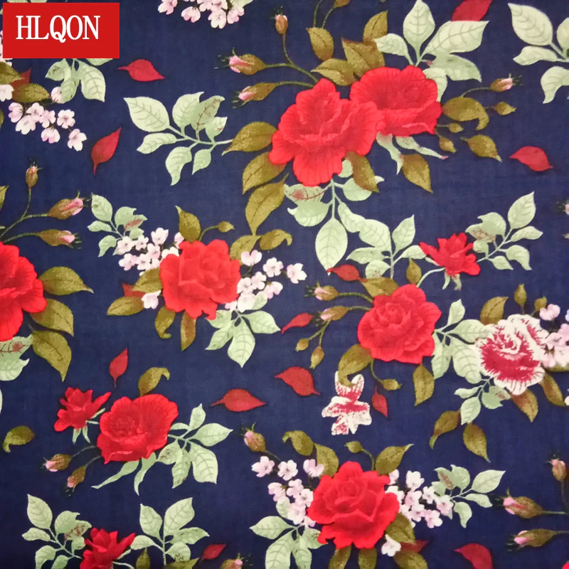 HLQON cotton printed big flower fabric used for patchwork sewing Textile women dress clothing skirt shoe by 100x150cm | Дом и сад