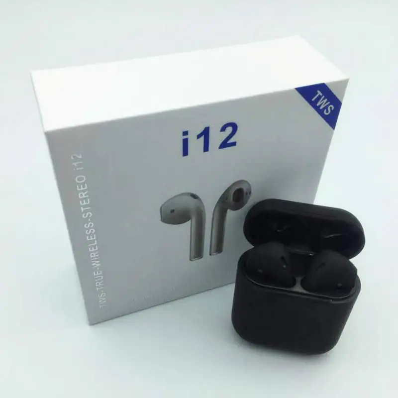 I12 TWS сенсорное управление беспроводной мини-наушник Bluetooth 5,0 гарнитура наушники pk i10 i11 tws для IOS смартфон - Цвет: Черный