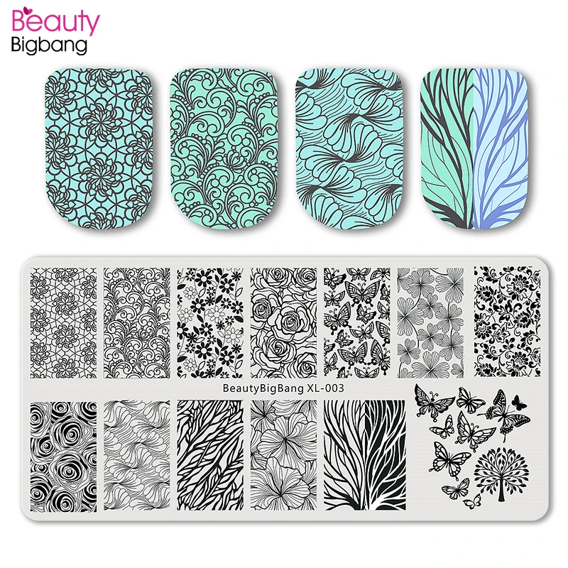 BeautyBigBang штамповочные пластины 6*12 см нержавеющая сталь разное изображение