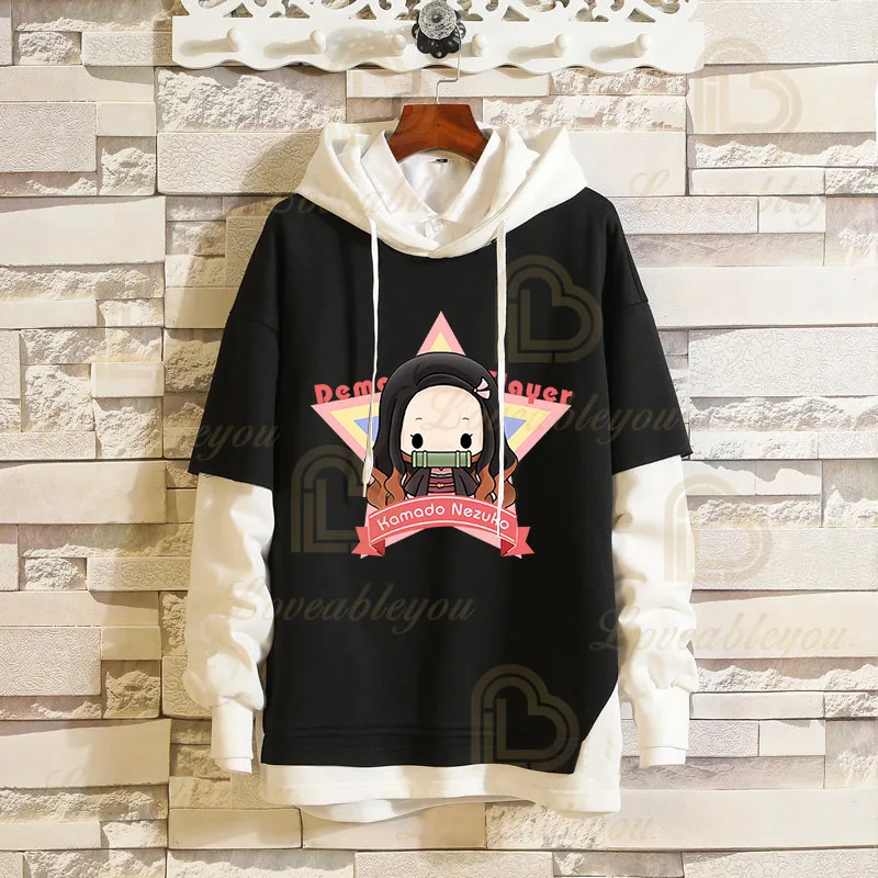 

Q Version Demon Slayer Kimetsu No Yaiba Jacket Men Women Kamado Tanjirou Coat Kamado Nezuko Print Long Sleeve Autumn Clothing