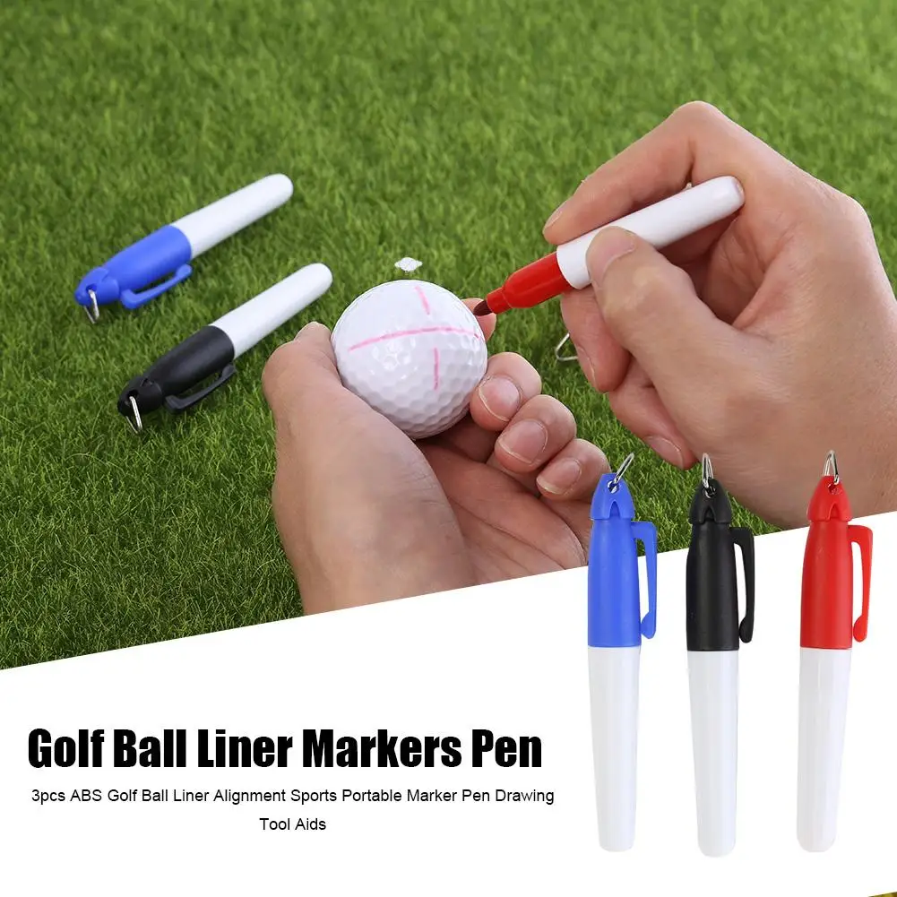 3pcs Red Blue Black Golf Ball Liner Markers Pen Drawing Alignment Marks