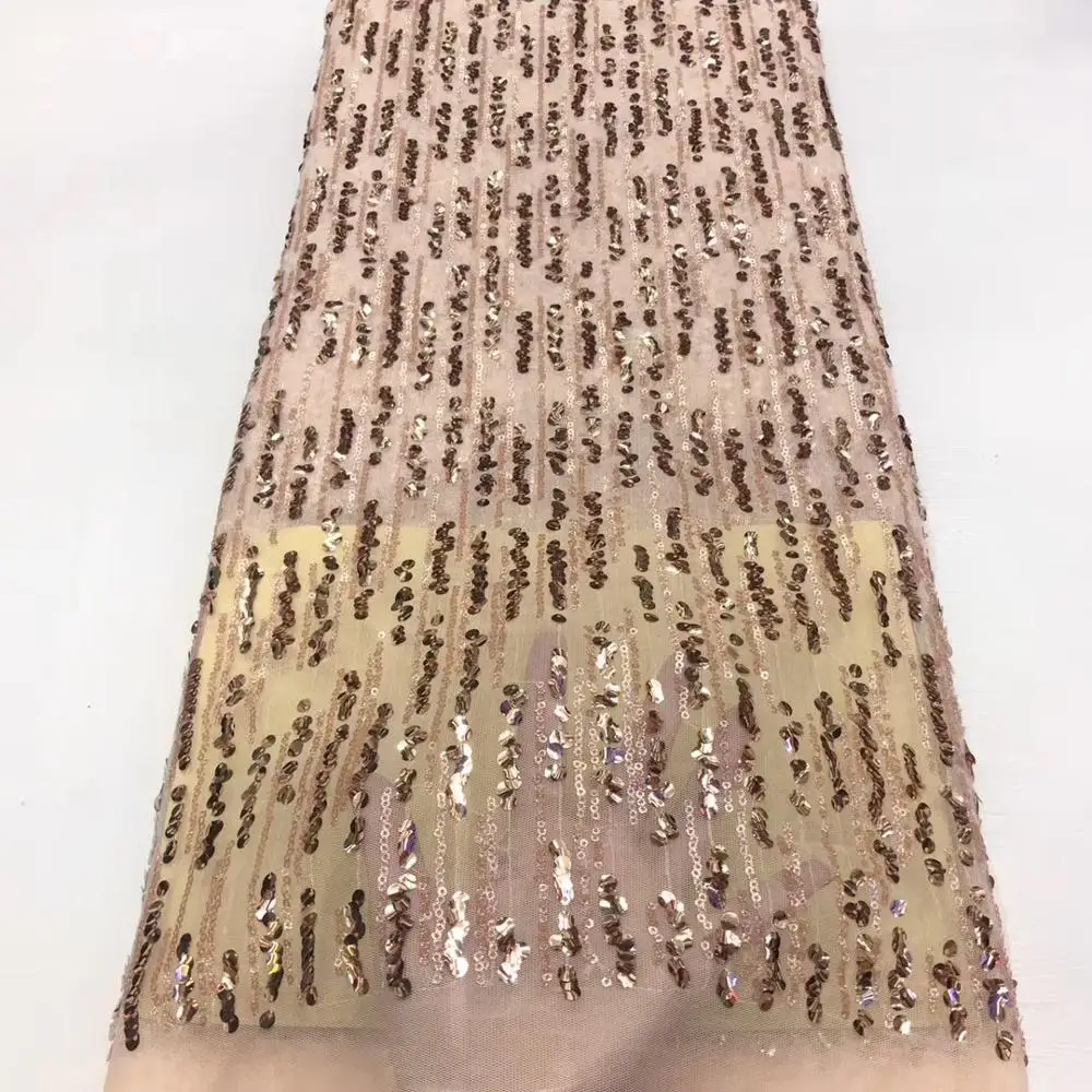 

4colors (5yards/pc) High quality bling bling champagne African sequins net lace newest French lace fabric for party dress FZZ764