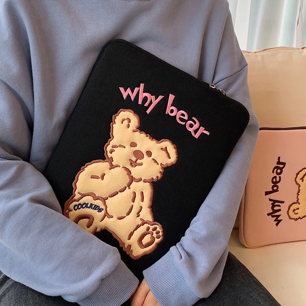

Cartoon 11 13 Inch Handbag Mac Ipad Case Holder Bear Tablet Case Korea Soft Travel Business Ipad Bag Girls Storage Clutch Purse